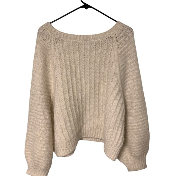 Free People Carter Pullover Ivory Fuzzy Size Large - Picture 6 of 8